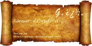 Ganser Árpád névjegykártya